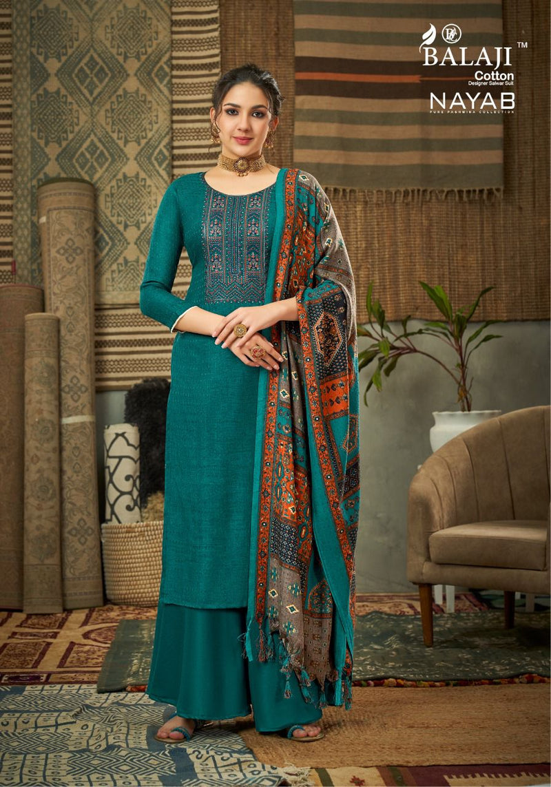 Balaji Nayab Pashmina Printed With Kashmiri Embroidery Work Stylish Designer Casual Wear Salwar Kameez