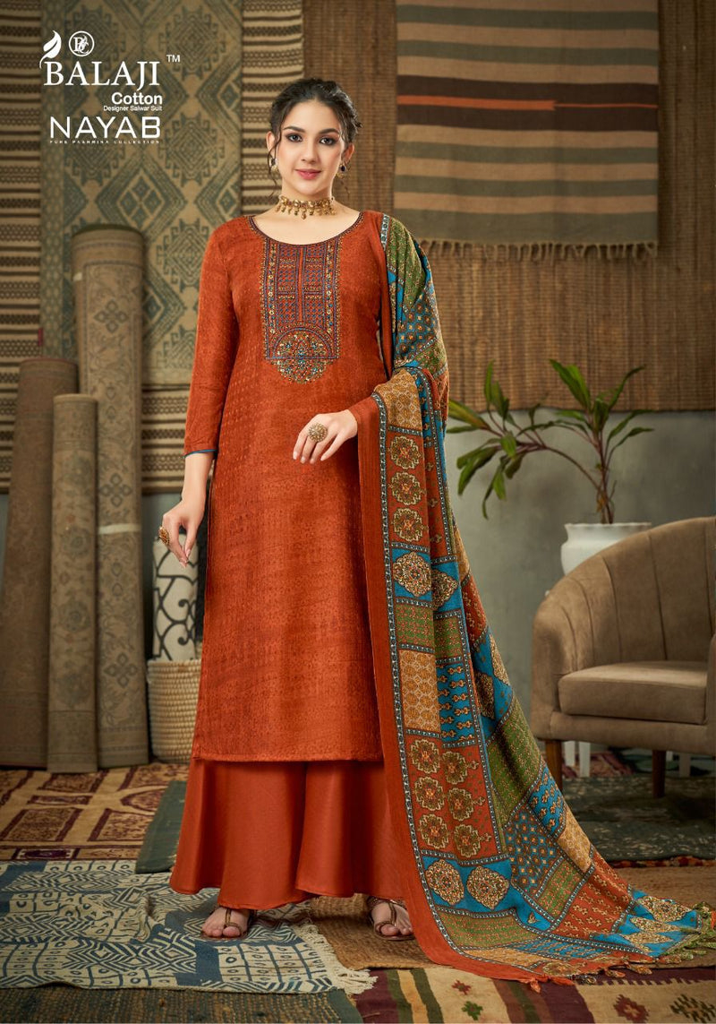 Balaji Nayab Pashmina Printed With Kashmiri Embroidery Work Stylish Designer Casual Wear Salwar Kameez