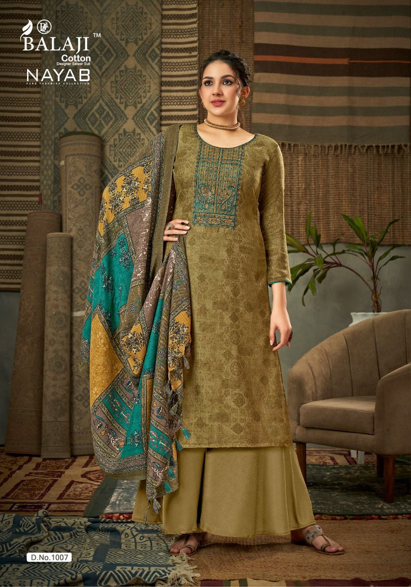 Balaji Nayab Pashmina Printed With Kashmiri Embroidery Work Stylish Designer Casual Wear Salwar Kameez