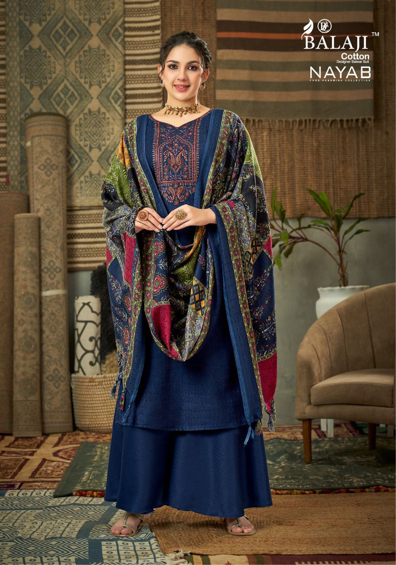 Balaji Nayab Pashmina Printed With Kashmiri Embroidery Work Stylish Designer Casual Wear Salwar Kameez