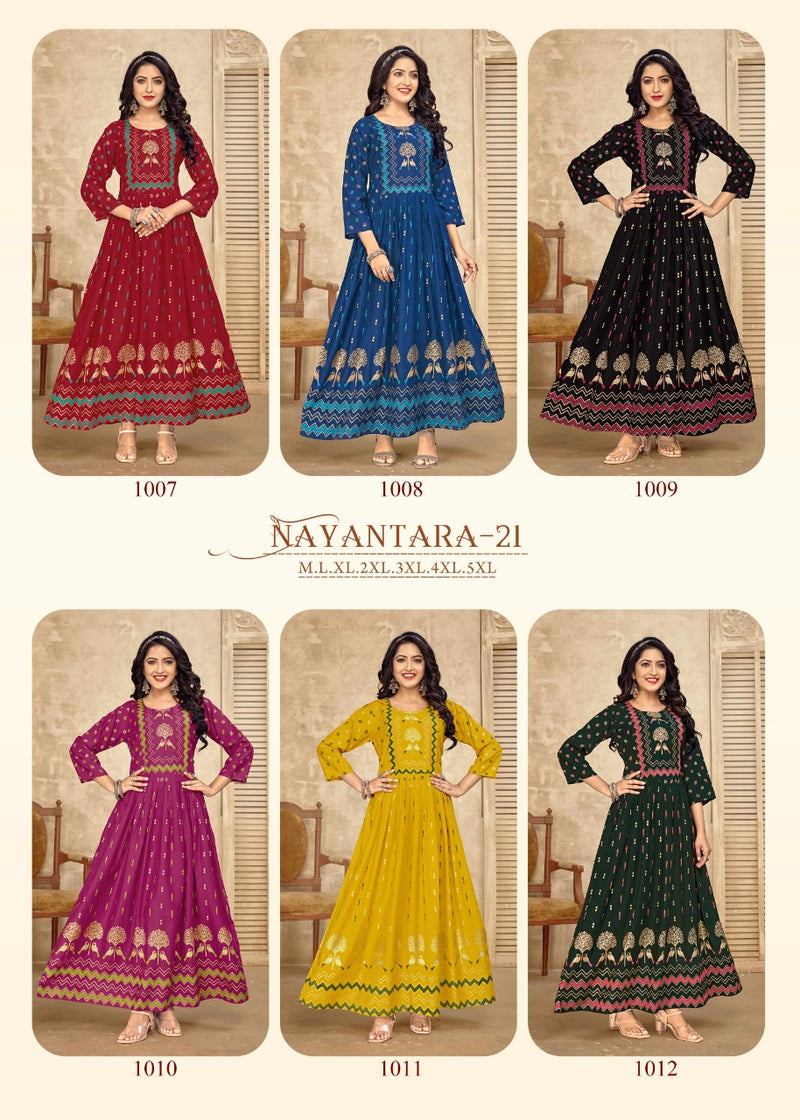 Banwery Fashion Nayanthara Vol 21 Rayon With Fancy Work Stylish Designer Fancy Kurti