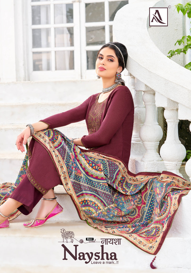 Alok Suit Naysha Pashmina With Heavy Embroidery Work Stylish Designer Attractive Look Salwar Kameez