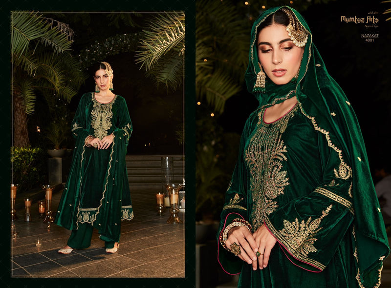 Mumtaz Nazakat Velvet With Beautiful Heavy Embroidery Work Stylish Designer Festive Wear Salwar Kameez