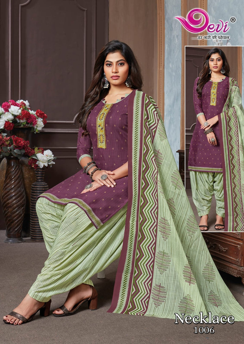 Devi Fashion Necklace Patiyala Vol 1 Pure Cotton With Heavy Printed Work Festive Wear Kurti
