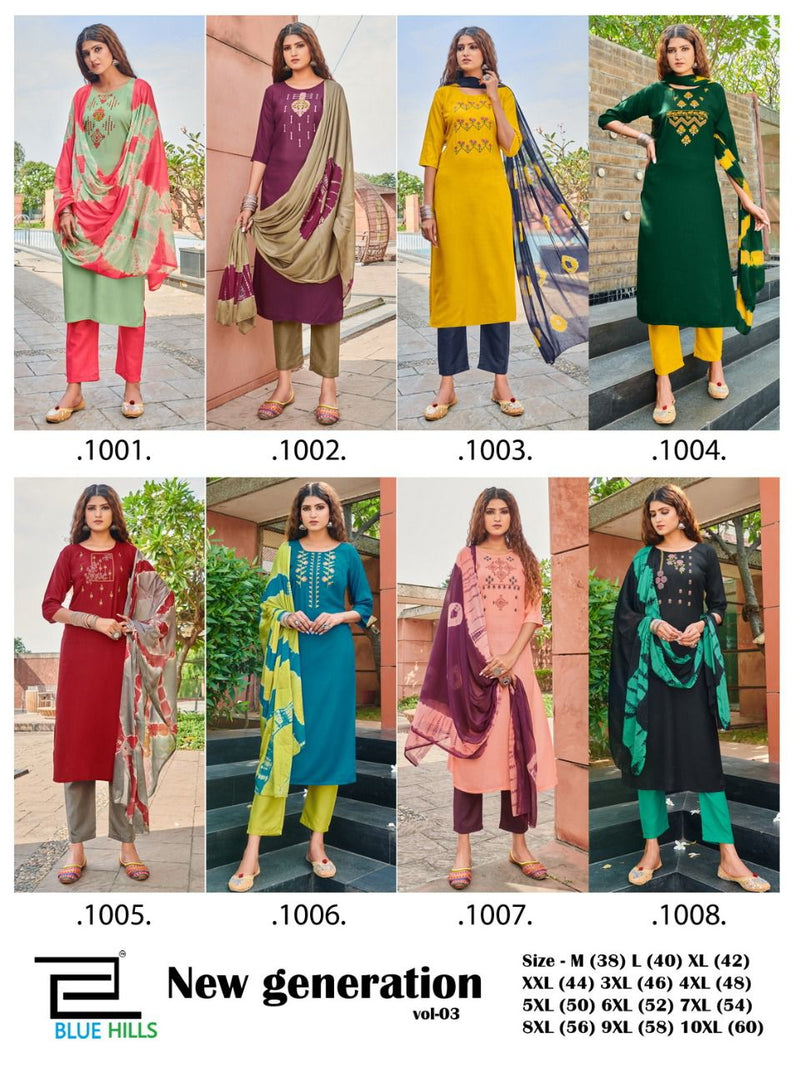 Blue Hills New Generation Vol 3 Fancy Festive Wear Kurtis With Dupatta & Bottom