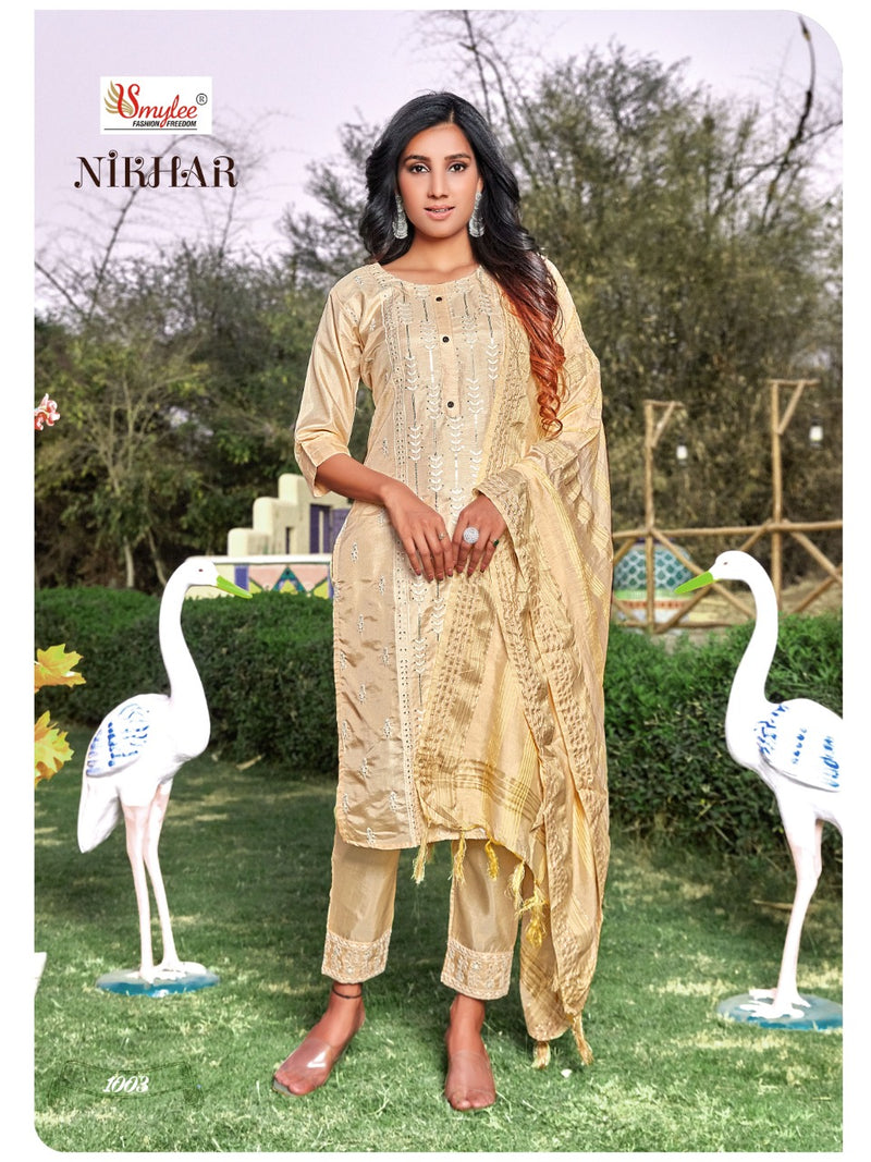 Smylee Fashion Nikhar Fiona Silk Designer Silk Fancy Stylish Party Wear Kurtis With Bottom & Dupatta