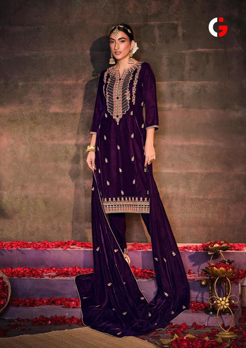 Gull Jee Nirva Velvet With Beautiful Heavy Embroidery Work Stylish Designer Party Wear Salwar Kameez
