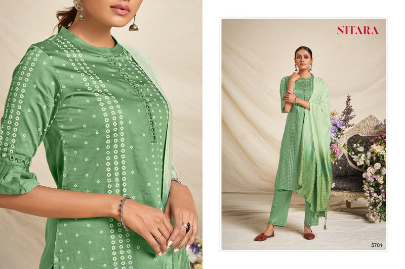 Nitara Bandhej Pure Cotton Satin Stylish Designer Wear Readymade Kurti