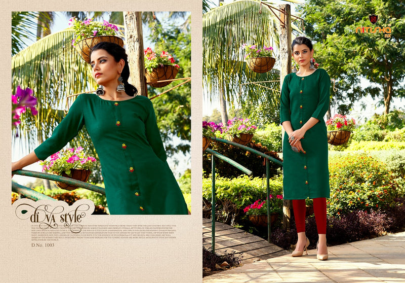 Nitisha Nc Mulmul Heavy With Embroidery Work Kurtis in Soft Cotton