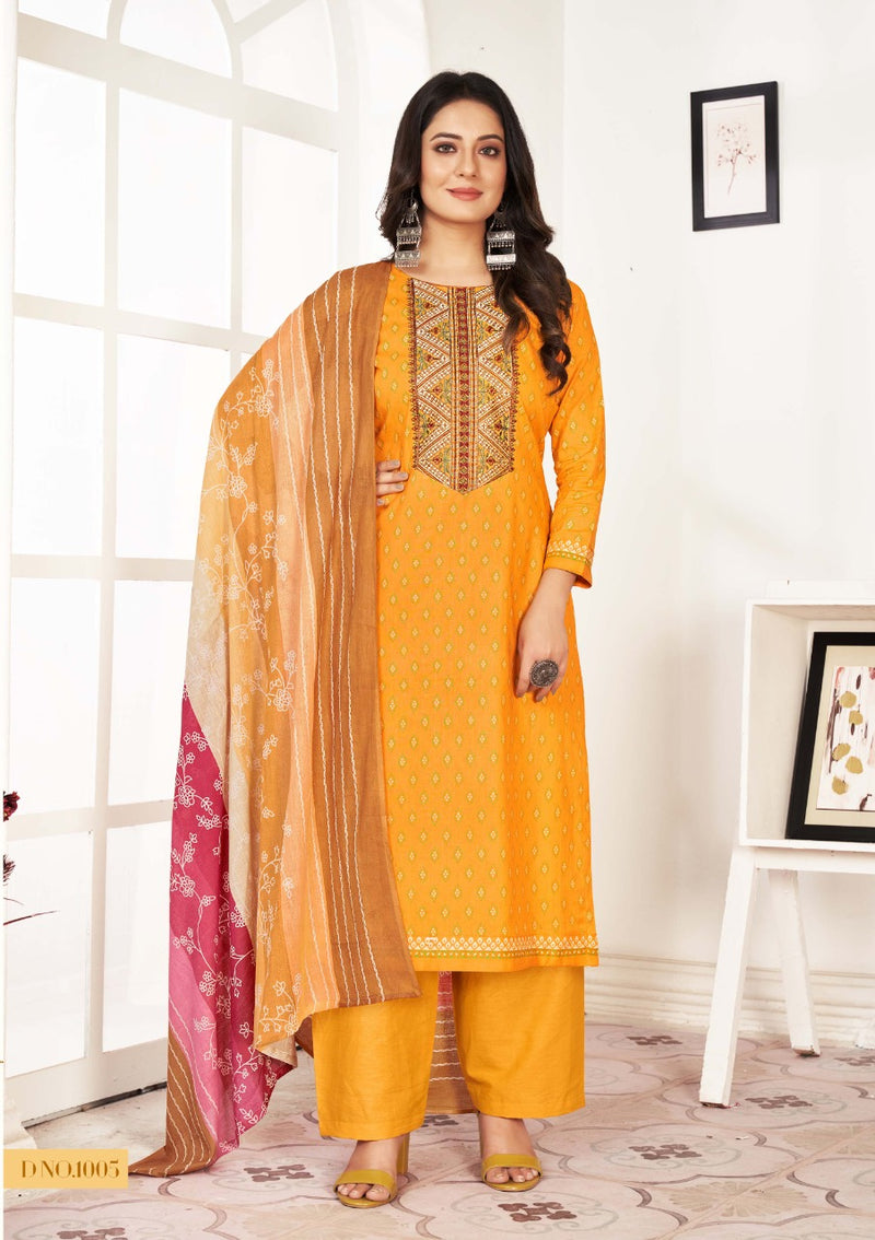 Yashika Trends Nitya Pure Cotton With Heavy Embroidery & Printed Work Stylish Designer Casual Wear Salwar Kameez