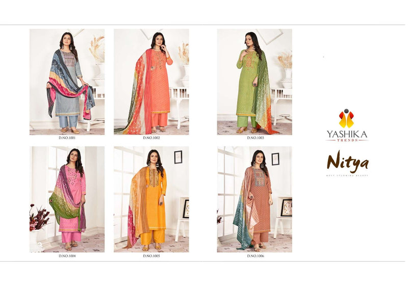 Yashika Trends Nitya Pure Cotton With Heavy Embroidery & Printed Work Stylish Designer Casual Wear Salwar Kameez
