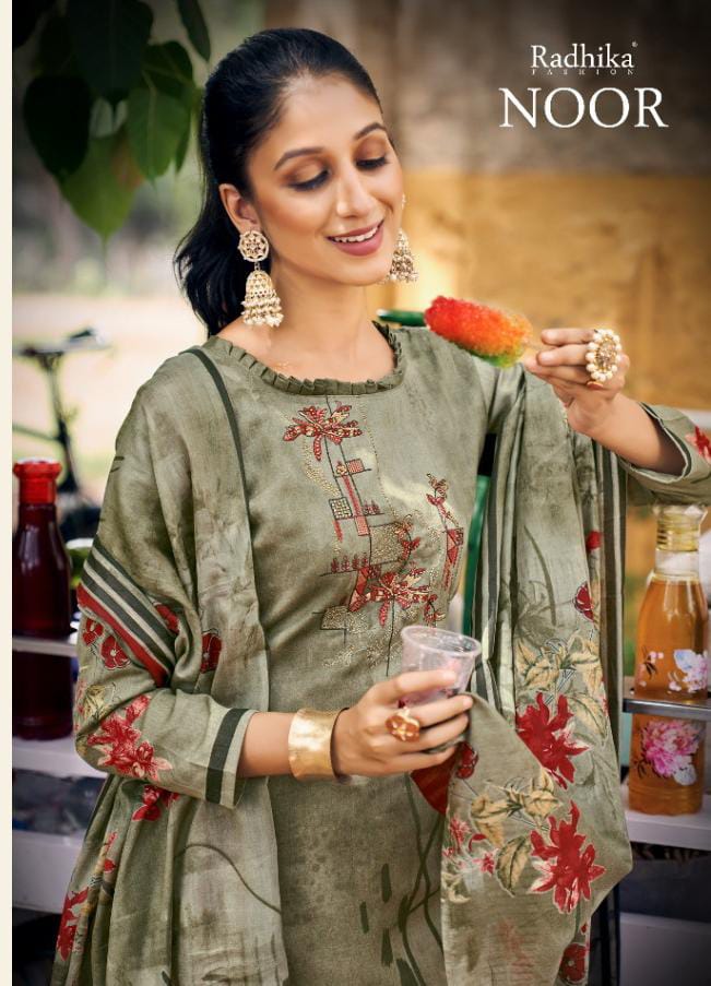 Radhika Fashion Noor Jam Cotton With Heavy Embroidery Work Stylish Designer Casual Look Salwar Kameez