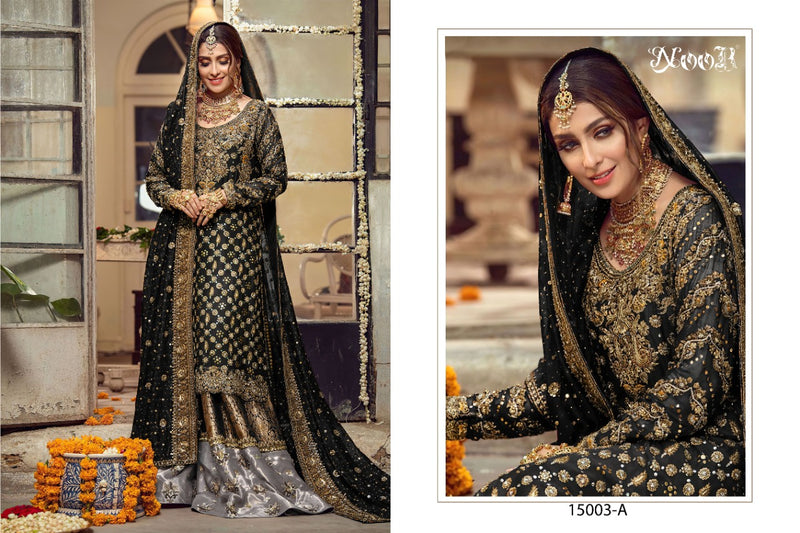 Noor 15003 Fox Georgette Wedding Wear Pakistani Style Sharara Salwar Suits