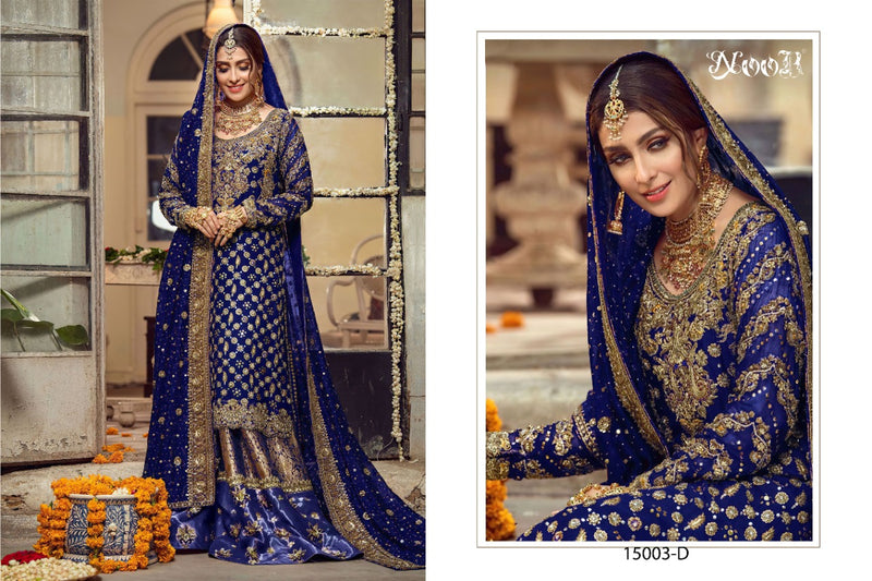 Noor 15003 Fox Georgette Wedding Wear Pakistani Style Sharara Salwar Suits