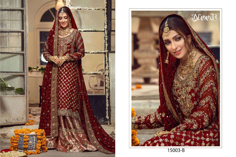 Noor 15003 Fox Georgette Wedding Wear Pakistani Style Sharara Salwar Suits