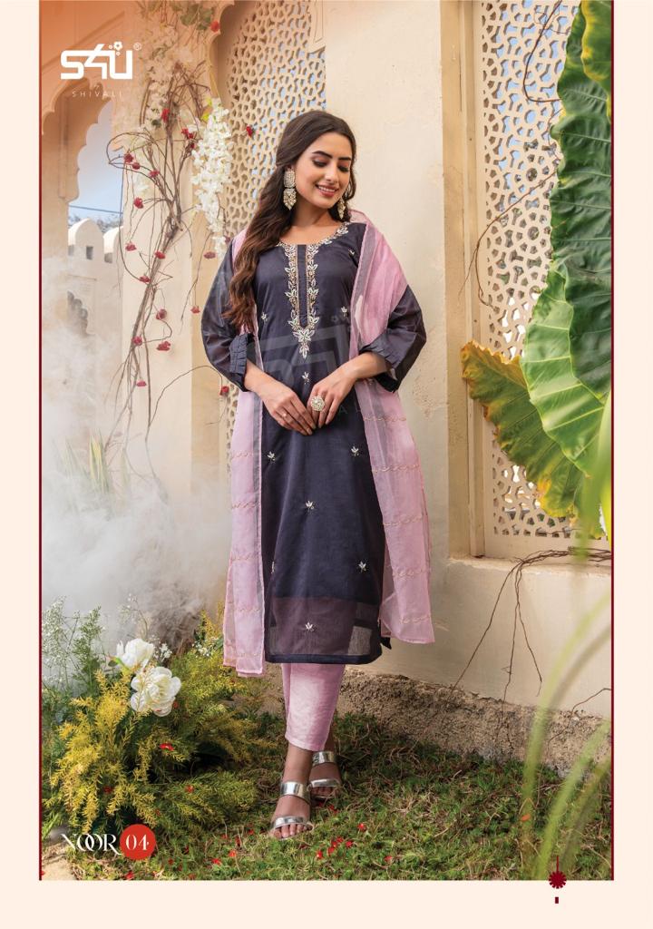 S4u Shivali Noor Chanderi Silk Designer Handwork Ready Made Party Wear Salwar Suits