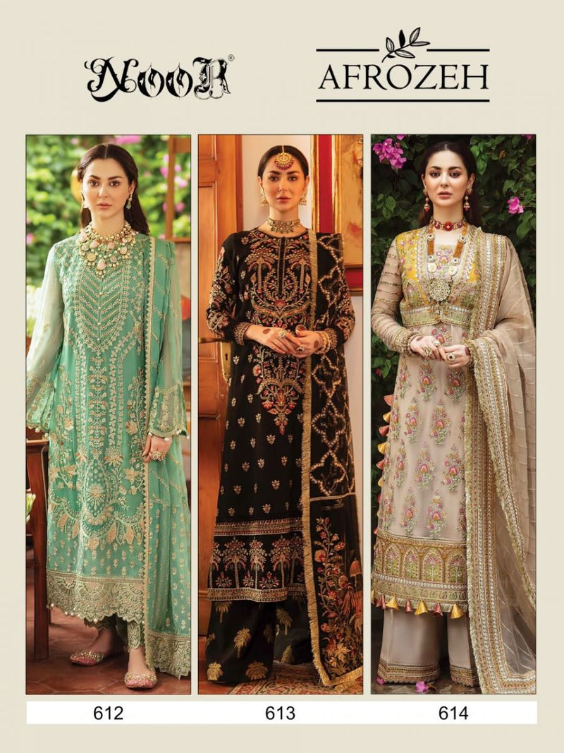 Noor Textile Afrozeh 612 -614 Georgette Heavy Embroidery Salwar Suit