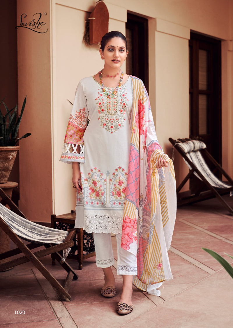 Levisha Dno 1013 To 1020 Pure Cotton Pakistani Print With Fancy Embroidery Stylish Designer Salwar Suit