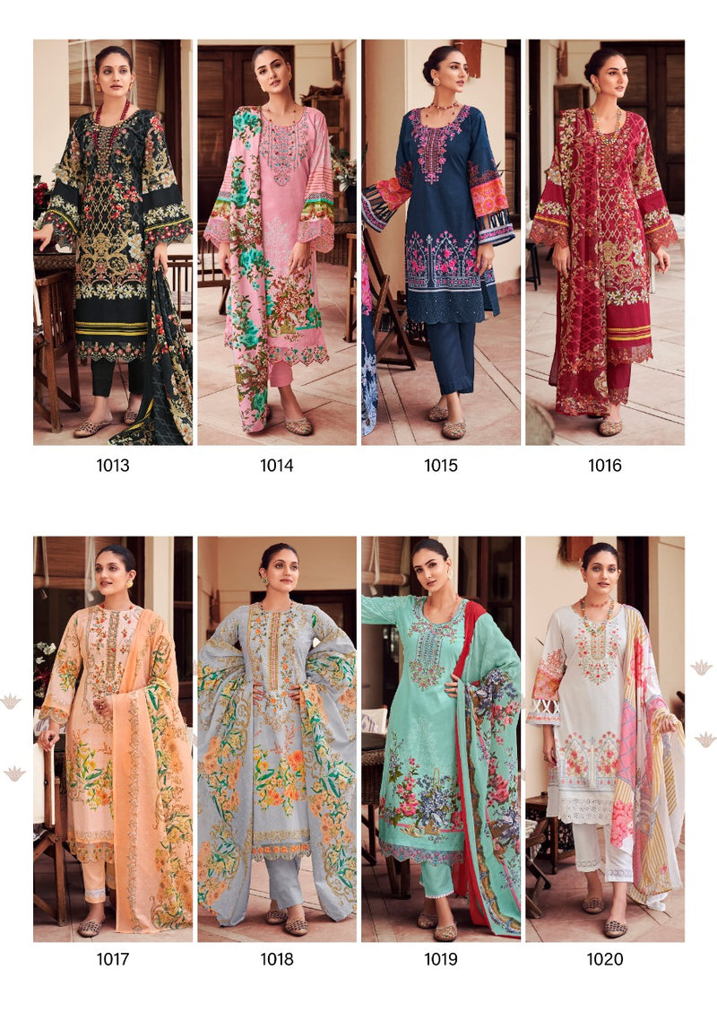 Levisha Dno 1013 To 1020 Pure Cotton Pakistani Print With Fancy Embroidery Stylish Designer Salwar Suit