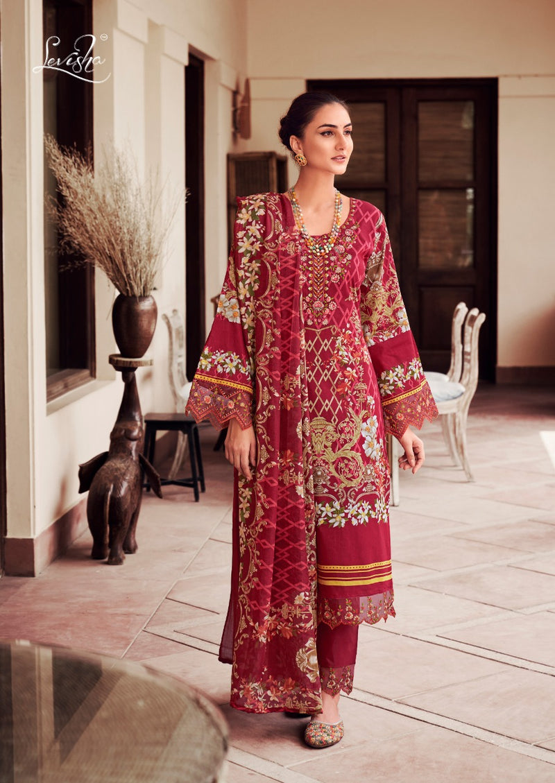 Levisha Dno 1013 To 1020 Pure Cotton Pakistani Print With Fancy Embroidery Stylish Designer Salwar Suit