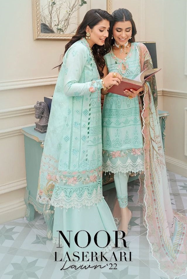 Deespy Suits Noor Laserkari Lawn 22 Cambric Cotton Pakistani Style Party Wear Salwar Suits