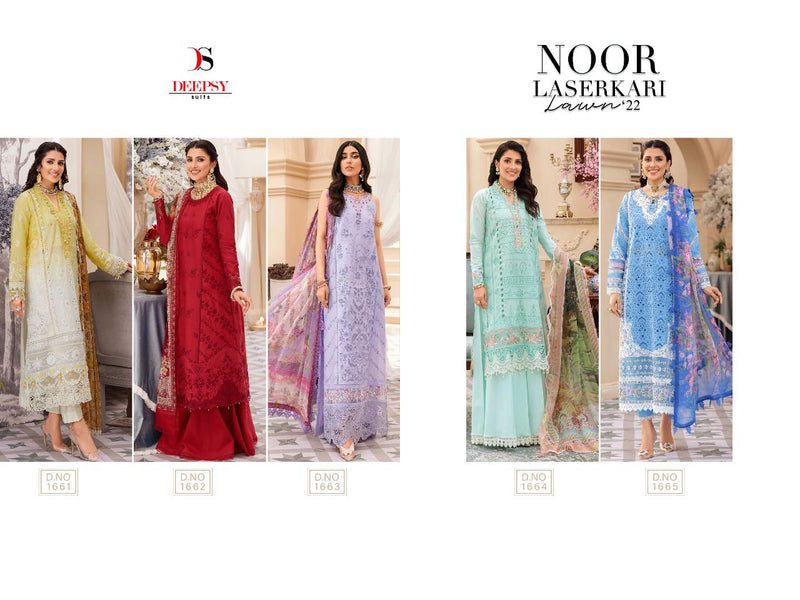 Deespy Suits Noor Laserkari Lawn 22 Cambric Cotton Pakistani Style Party Wear Salwar Suits