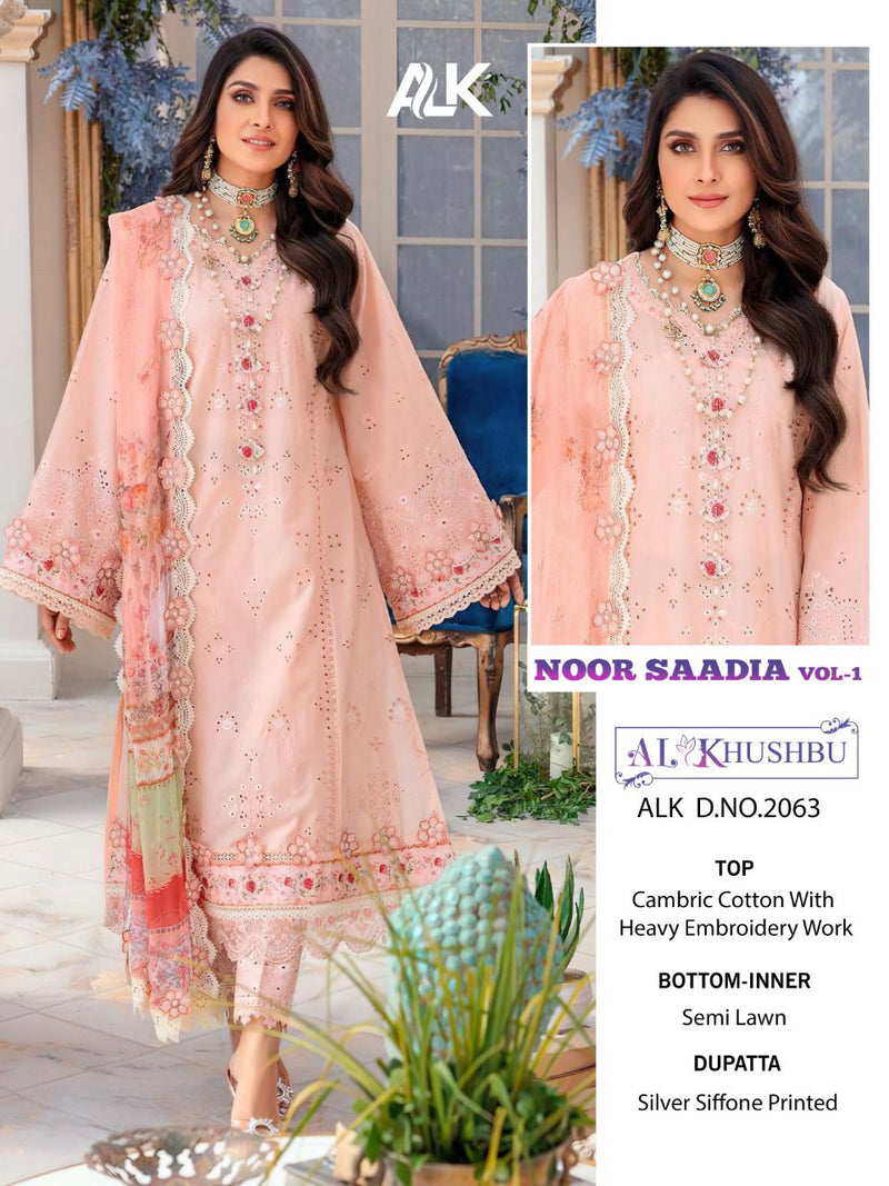 AL Khushbu Noor Saadia Vol 1 Pure Cambric Cotton Pakistani Style Party Wear Salwar Suits