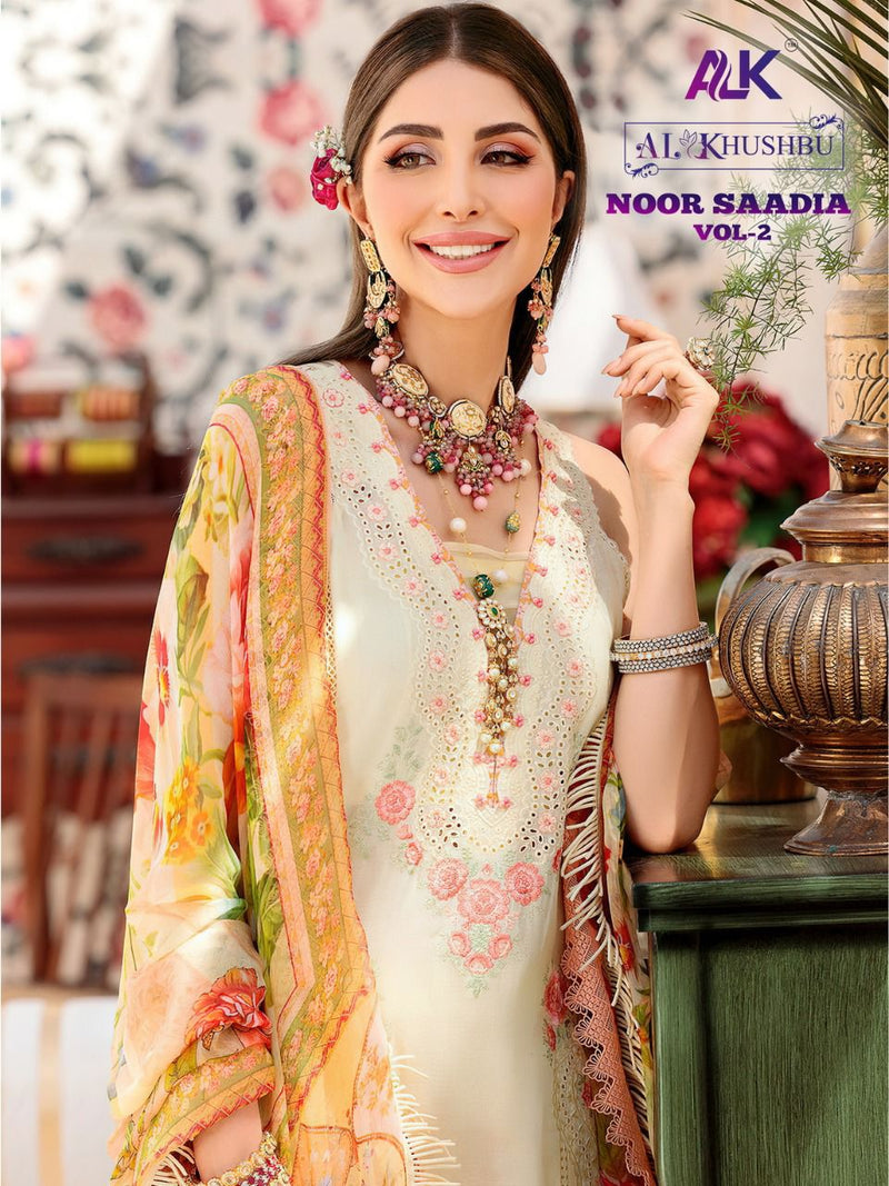 AL Khushbu Noor Saadia Vol 2 Cambric Cotton Designer Pakistani Style Party Wear Salwar Suits