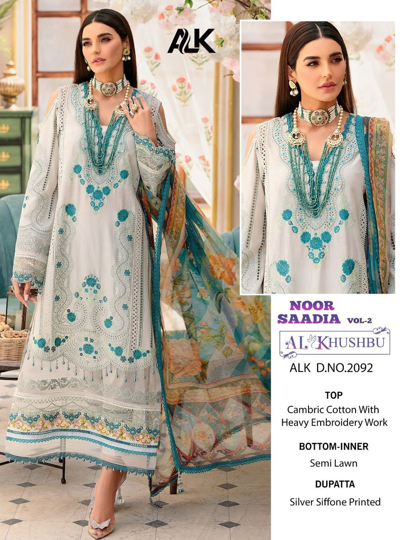 AL Khushbu Noor Saadia Vol 2 Cambric Cotton Designer Pakistani Style Party Wear Salwar Suits