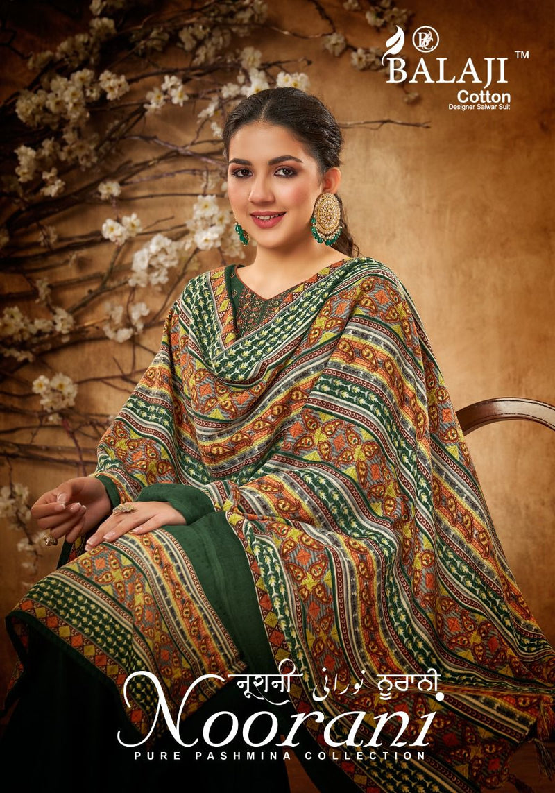 Balaji Noorani Pashmina Printed With Heavy Embroidery Work stylish Designer Casual Look Salwar Kameez