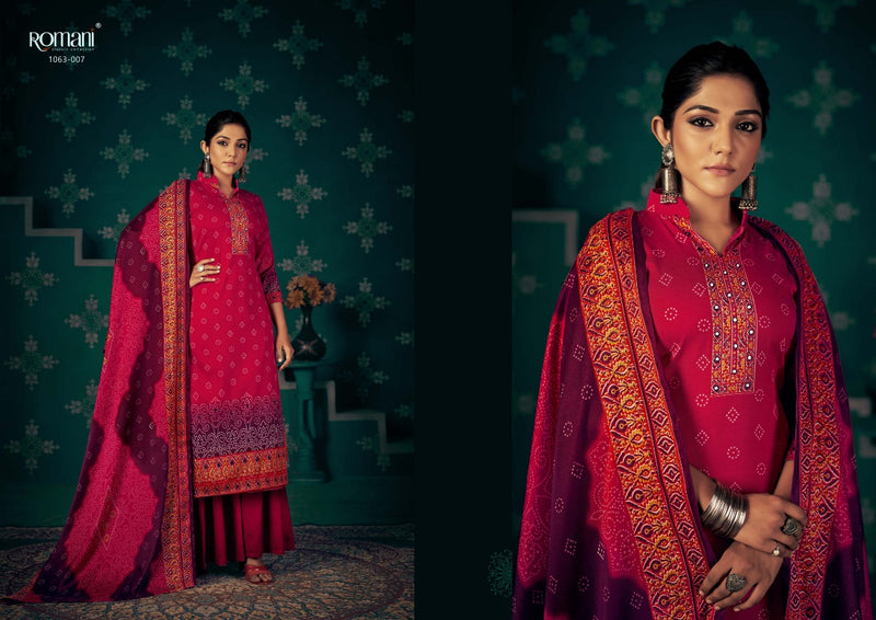 Romani Noori Pashmina With Mirror Hand Work Stylish Designer Festive Wear Salwar Kameez