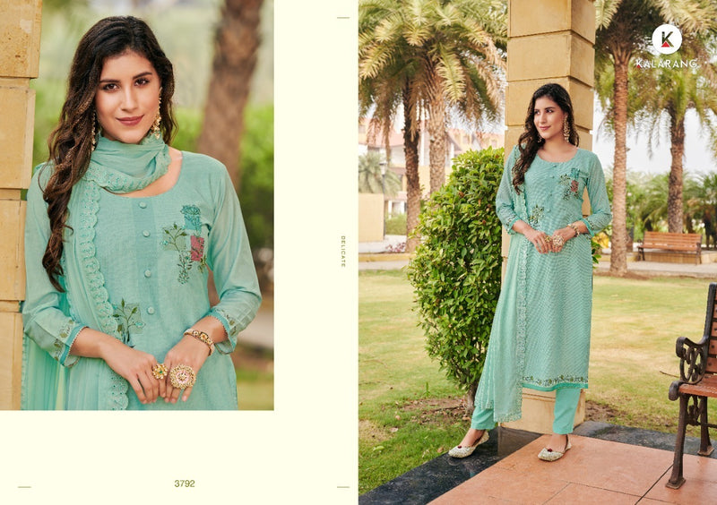 Kalarang Fashion Nora Muslin Designer Party Wear Salwar Suits With Hand Work