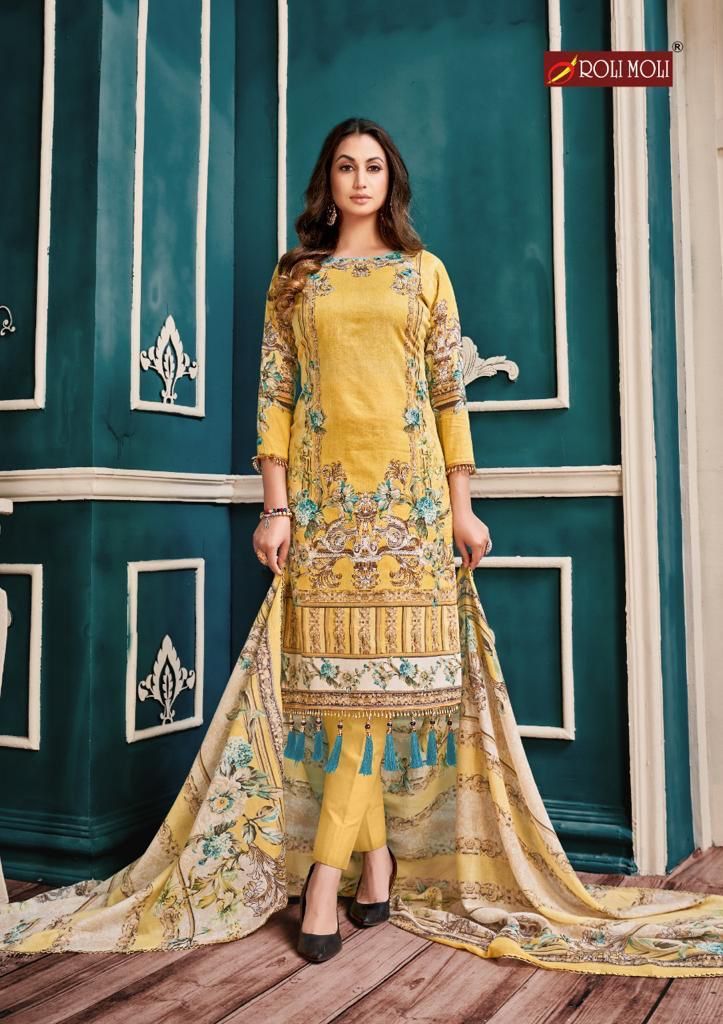 Roli Moli Creation Noreen Cambric Cotton Party Wear Salwar Suits With Karachi Prints