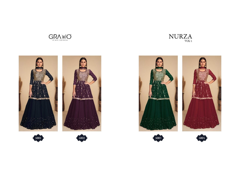 Gramo Nurza Vol 1 Georgette With Heavy Embroidery Work stylish Designer Party Wear Fancy Kurti