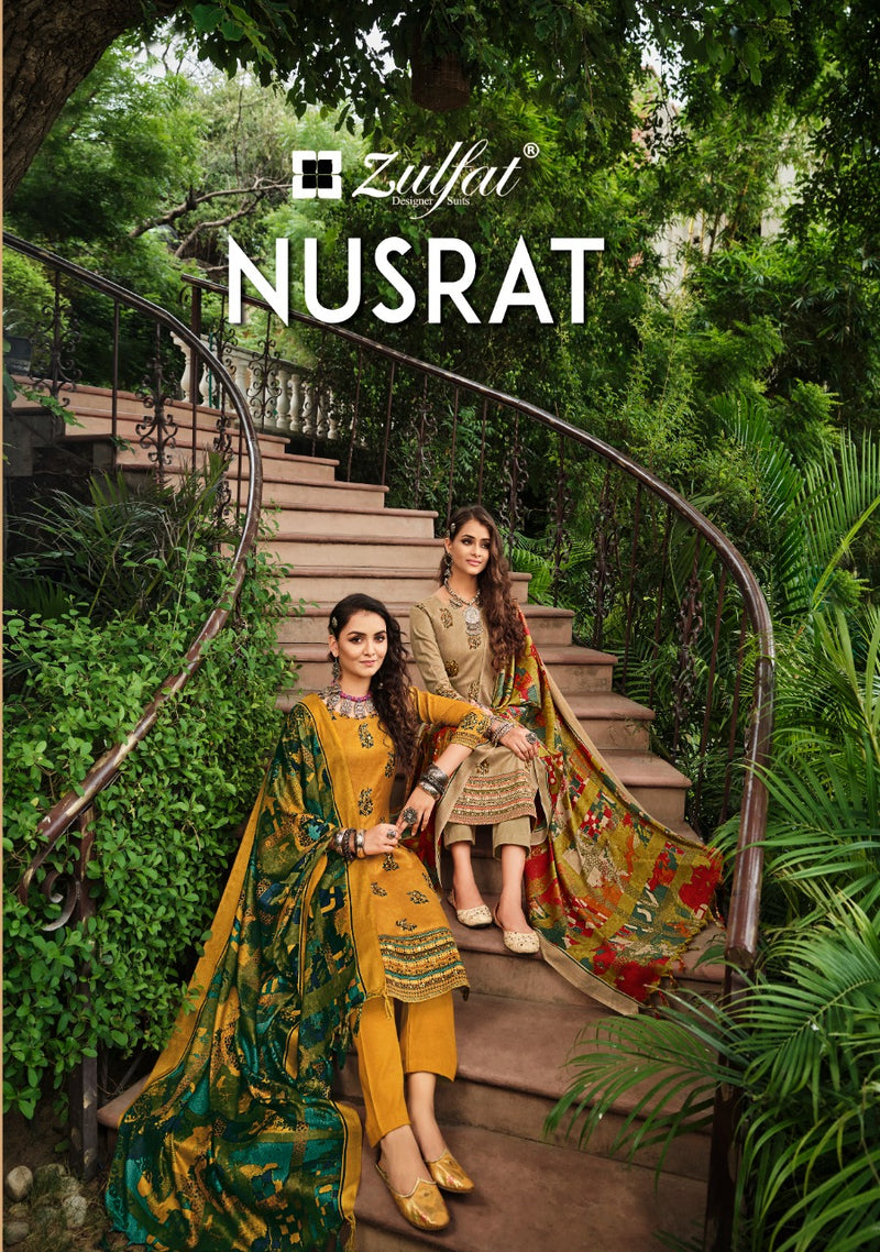 Zulfat Nusrat Pashmina Printed With Heavy Hand Work Stylish Designer Casual Wear Salwar Kameez