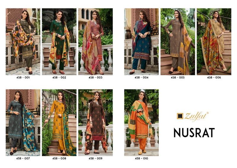 Zulfat Nusrat Pashmina Printed With Heavy Hand Work Stylish Designer Casual Wear Salwar Kameez