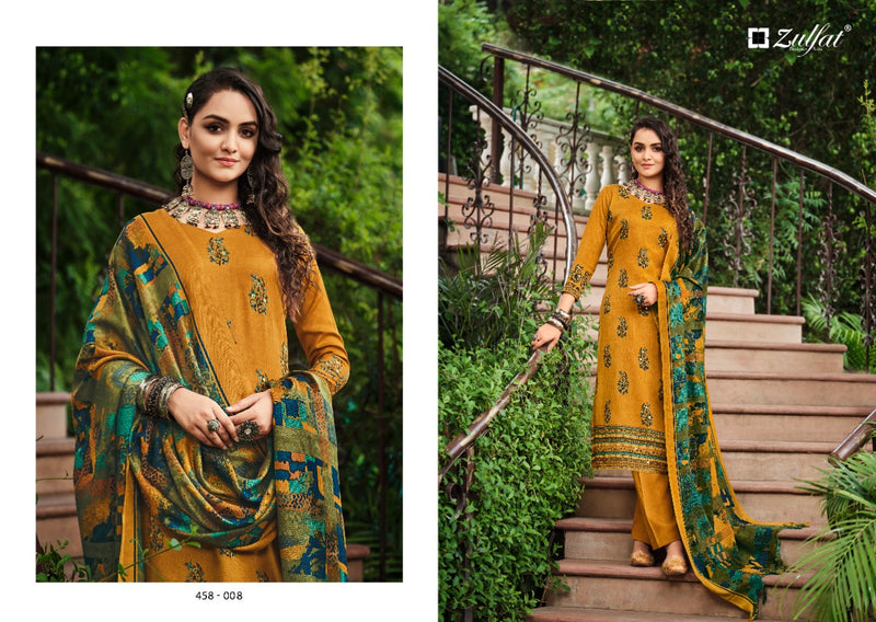 Zulfat Nusrat Pashmina Printed With Heavy Hand Work Stylish Designer Casual Wear Salwar Kameez