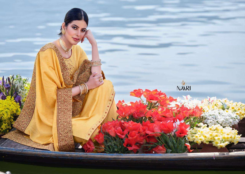 Naari Tohfa Silk With Gorgeous Embroidery Work Attractive Designer Salwar Suits With Heavy Dupatta