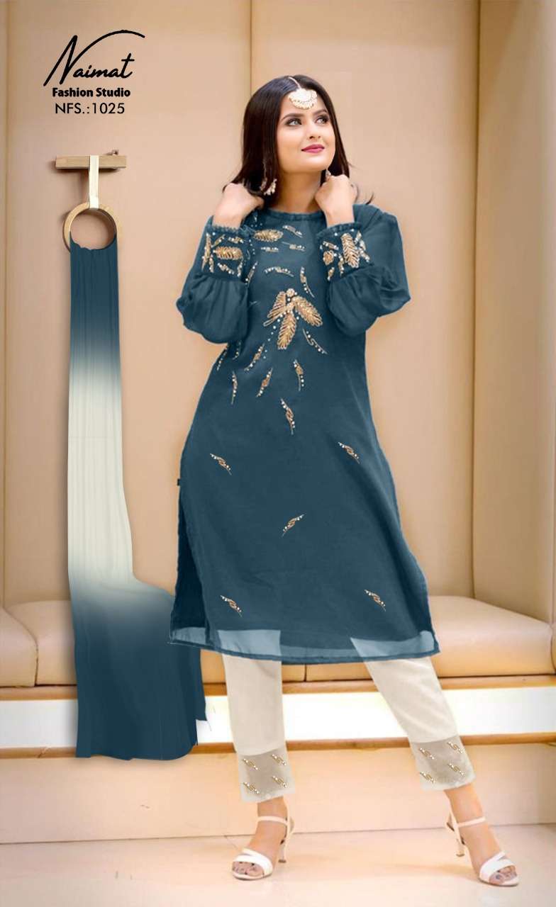 Naimat Fashion Nfs 1025 Pure Georgette Beautiful Handwork Pret Kurti