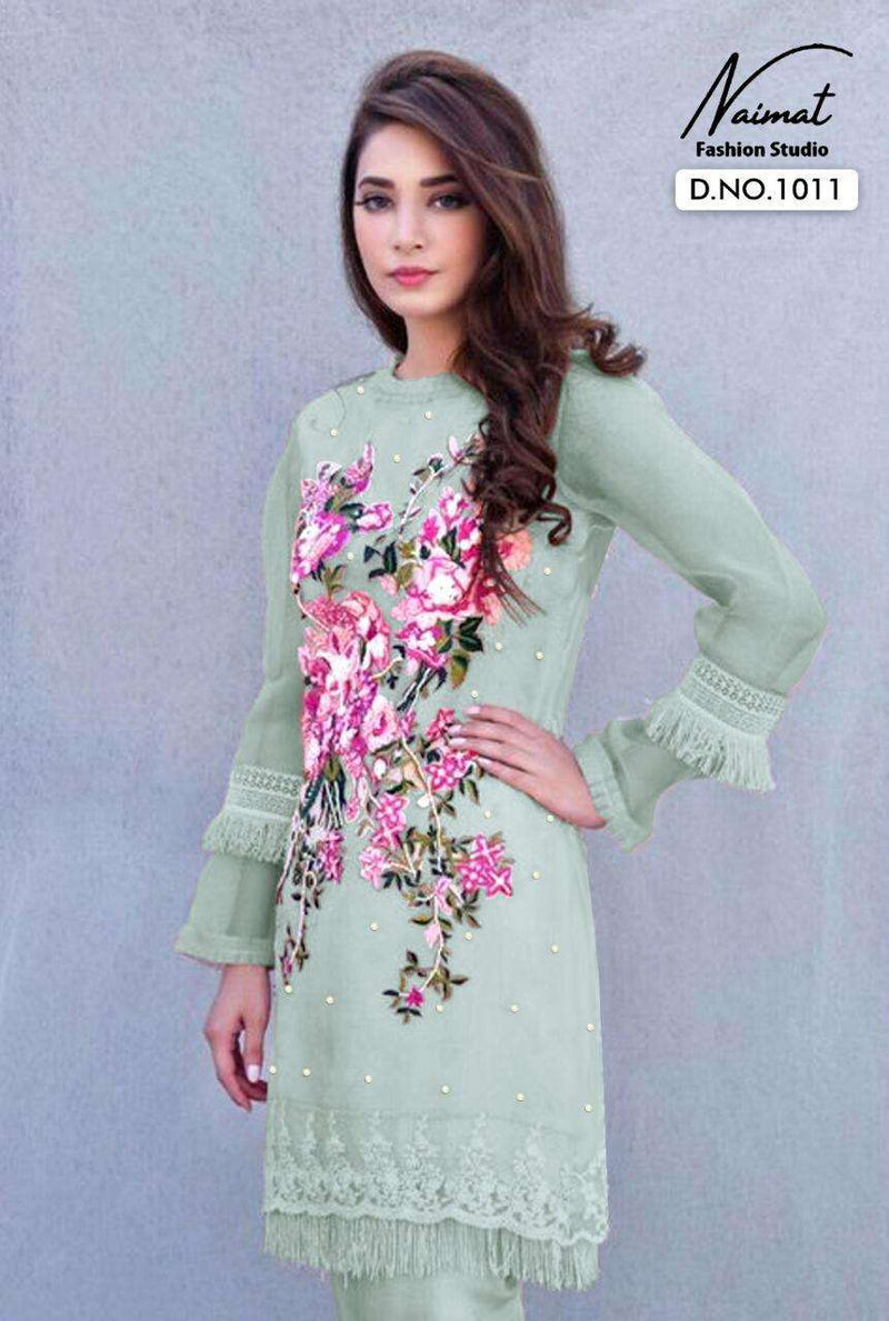 Naimat Fashion Studio Launch By Nfs 1011 Georgette With Beautiful Embroidery With Diamond Work Kurtis