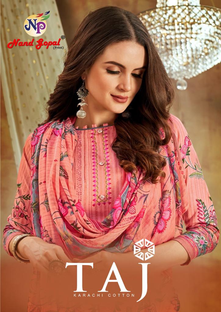 Nand Gopal Taj Pure Cotton With Fancy Karachi Printed Exclusive Look Salwar Kameez With Dupatta