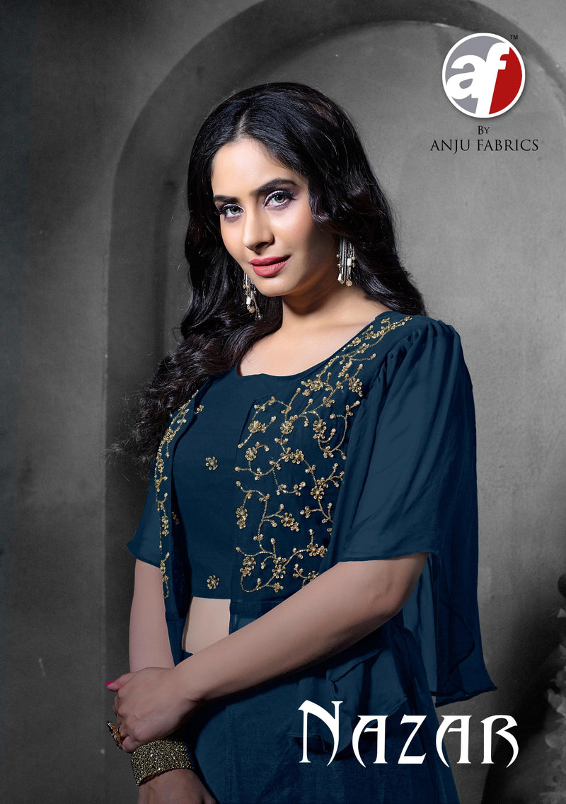 Anju Fabric Nazar Pure Handwork Designer Partwear Kurti Collection