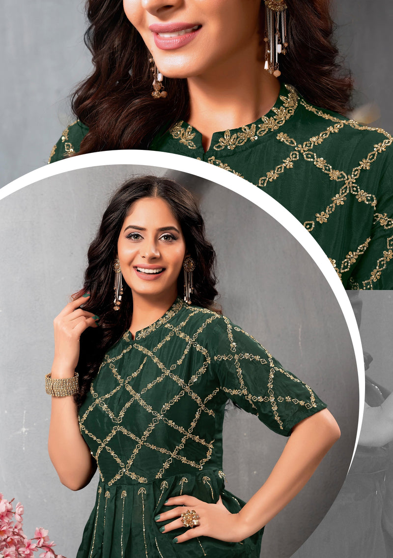 Anju Fabric Nazar Pure Handwork Designer Partwear Kurti Collection