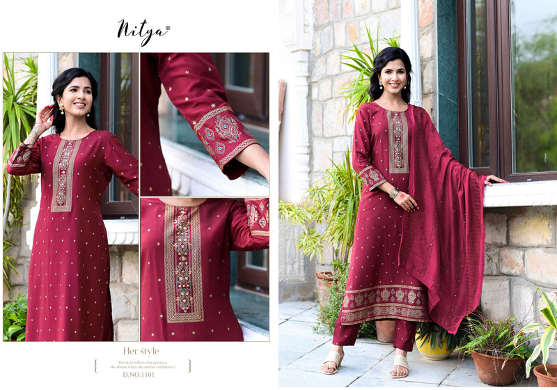 Nitya Mayah Silk Foil With Haand Work  Fancy Kurti