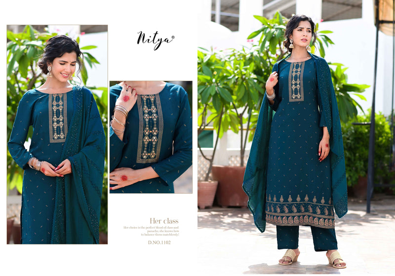 Nitya Mayah Silk Foil With Haand Work  Fancy Kurti
