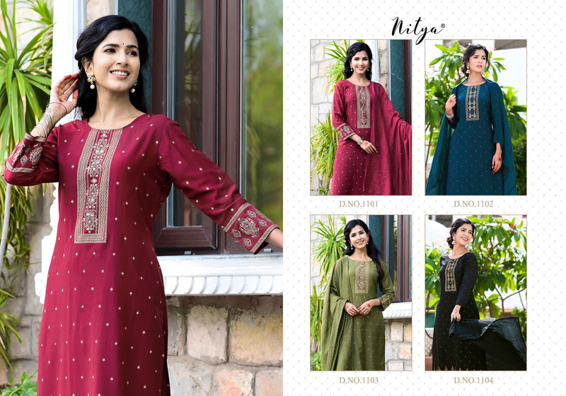 Nitya Mayah Silk Foil With Haand Work  Fancy Kurti