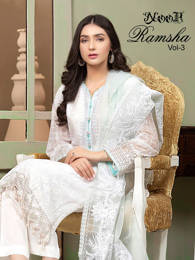 Noor Ramsha Vol 3 Georgette Heavy Embroidery Work Pakistani Salwar Kameez