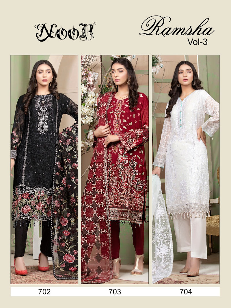 Noor Ramsha Vol 3 Georgette Heavy Embroidery Work Pakistani Salwar Kameez