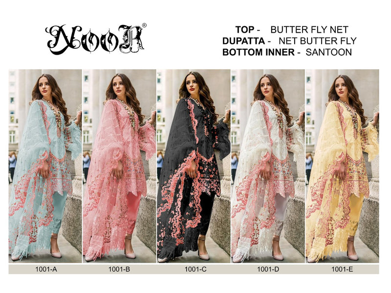 Noor Textile 1001 Colour Premium Collection Butterfly Net With Embroidery Work Exclusive Salwar Kameez