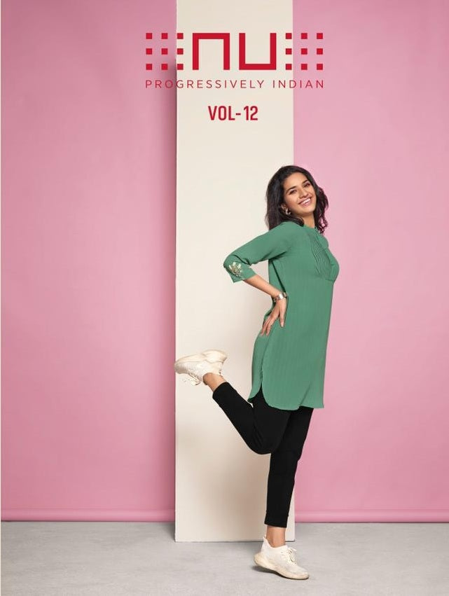 Nu Vol 12 Georgette With Embroidery Work Exclusive Regular Wear Fancy Designer Short Tops